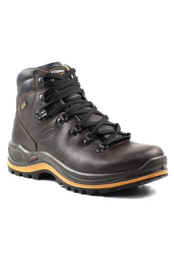 Aztec Mens Leather Wide Fit Hiking Boot - Brown Waxed Leather