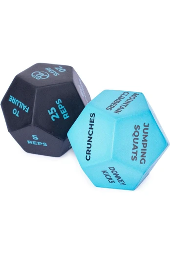 12 Sided Unisec Pack of 2 Fitness Dice - Blue/Black