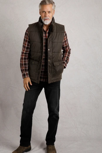 Dover  Mens Reactive Dyed Wadded Gilet - Bark