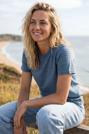Women's Striped T-Shirt - Solent & Sage Stripes