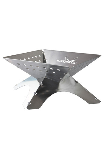 Large Flat Folding Fire Pit - Silver