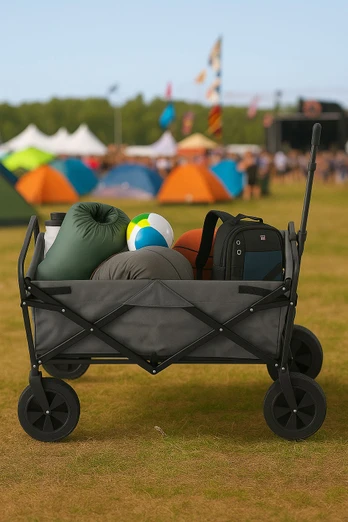 Foldable Collapsible Garden Festival Trolley Cart - Grey