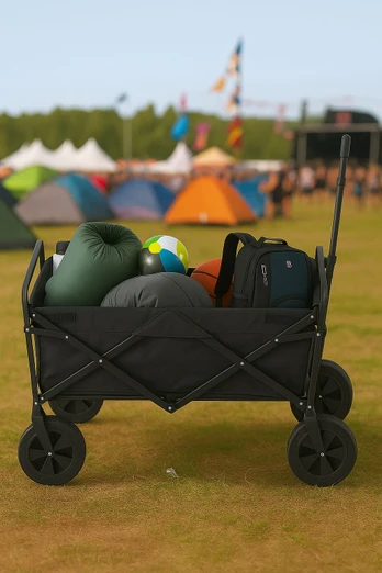 Foldable Collapsible Garden Festival Trolley Cart - Black
