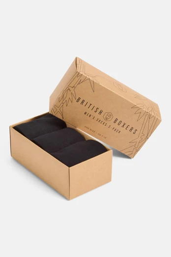 Mens Three-Pair Bamboo Sock Gift Box - Black