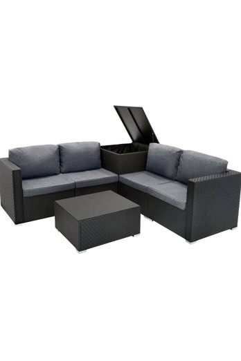 Rattan Modular 6 Piece Furniture Set - Black