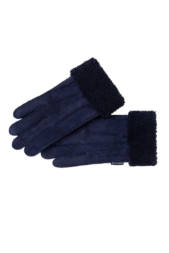 Womens Sheepskin Gloves - Navy