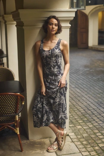 Tivoli Womens Printed Jersey Dress - Black
