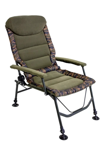 Deluxe Portable Fishing Chair with Adjustable Feet - Brown & Camo