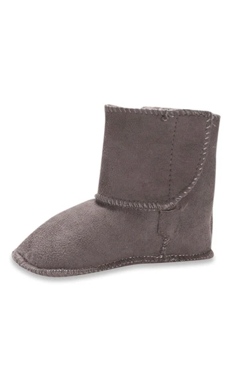 Sheepskin Baby Bootie Slippers - Grey