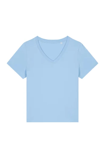 Womens 100% Organic Cotton V-Neck T-Shirt - Sky Blue