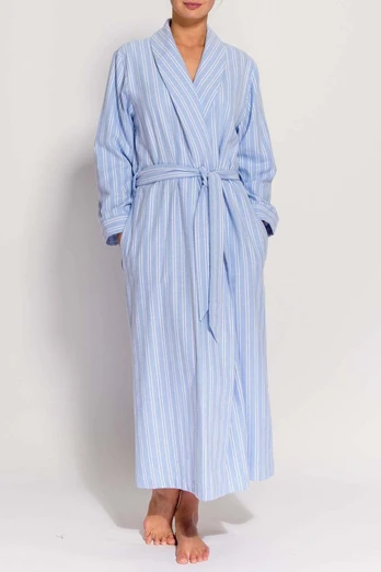 Westwood Womens Stripe Cotton Dressing Gown - Westwood Blue