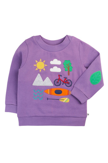 Kids 100% Organic Cotton Easy On Jumper - Periwinkle/Explore