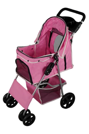 Pet Stroller with Rain Cover - Pink