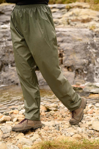 Unisex Packable Waterproof Overtrousers - Khaki