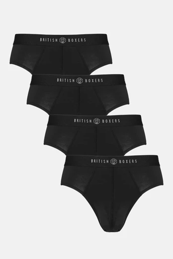 Mens Four-Pack Bamboo Briefs - Black