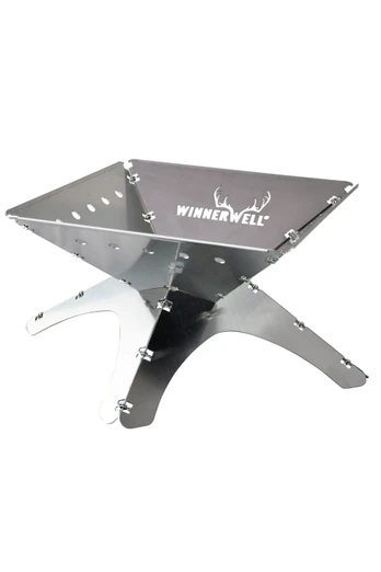 Medium Flat Folding Fire Pit - Silver