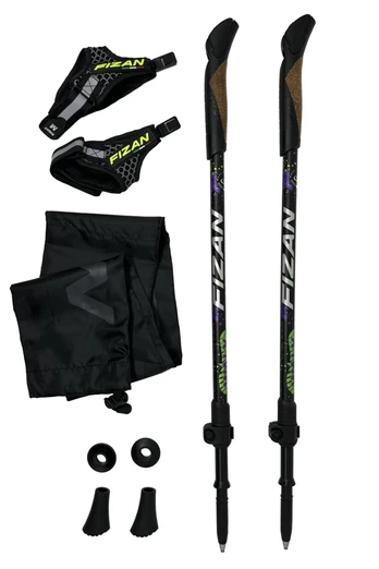 Fizan R-Evolution Nordic Walking Poles 100cm-130cm - Black