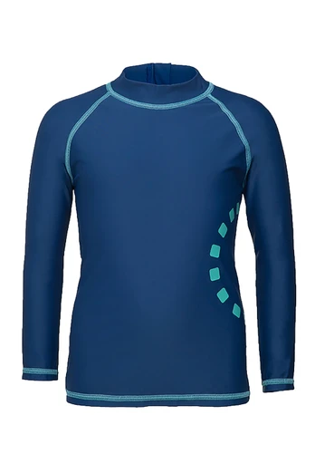 Kids Long Sleeved Rash Vest With Zip - Blue/Turquoise