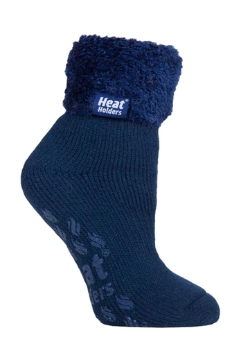 Womens Non-Slip Thermal Slipper Bed Socks - Navy
