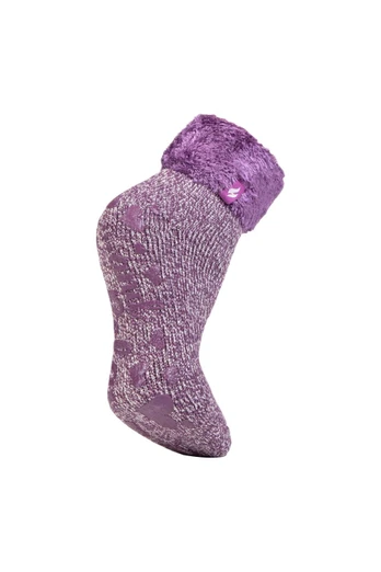 Womens Non-Slip Thermal Slipper Bed Socks - Dark Purple