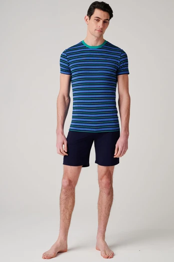 Mens Bamboo Short Pyjama Set - Ultramarine