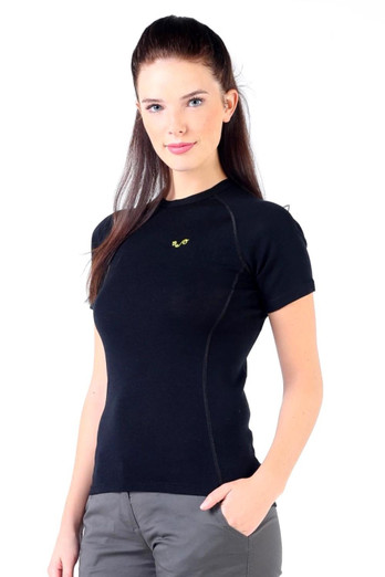Bise Women's 100% Merino 195gsm Slim Fit T-Shirt - Black