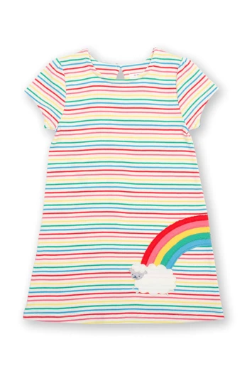 Baby/Kids 95% Organic Cotton Applique Dress - Sheepy Rainbow