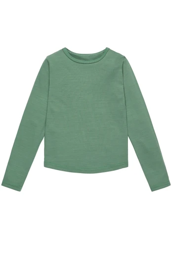 Kids Long Sleeve Merino Top - Emerald Green