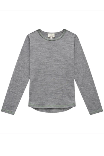 Kids Long Sleeve Merino Top - Grey Marle