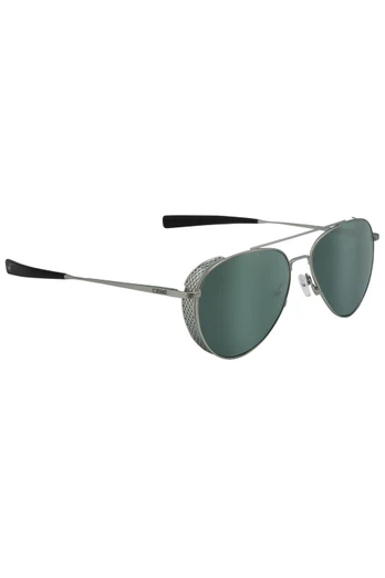 Evasion Pilote Cat 3 Aviator Sunglasses - Matt Silver w/ Green Lens