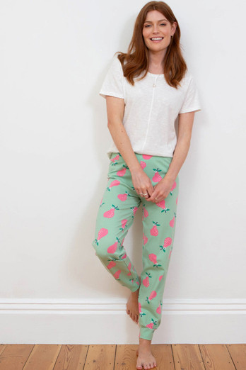 Lyme Womens 95% Organic Cotton Cuffed Loungers - Pear-Fect