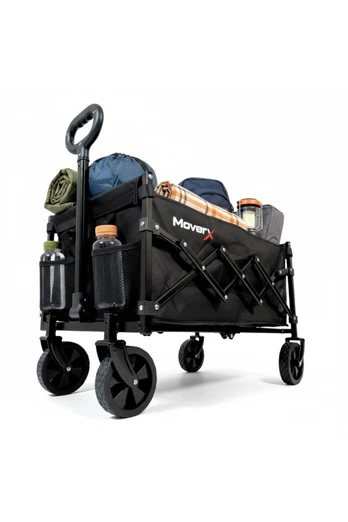 70L Folding Camping Trolley Festival Wagon Beach - Black