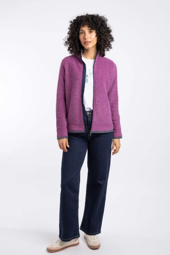 Ariana Womens Full Zip Grid Fleece - Purple Wine