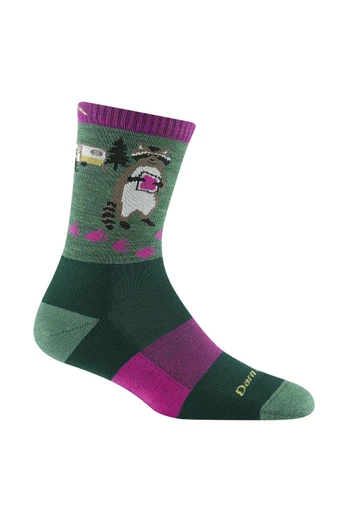 Ladies Merino Animal Patterned Hiking Boot Socks - Green