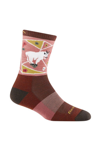 Ladies Merino Animal Patterned Hiking Boot Socks - Pink