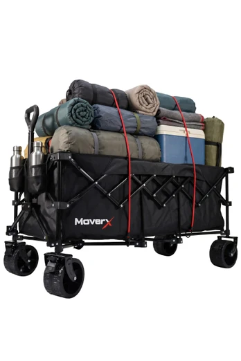 Premium Folding Camping Trolley / Beach Wagon - Black/300L