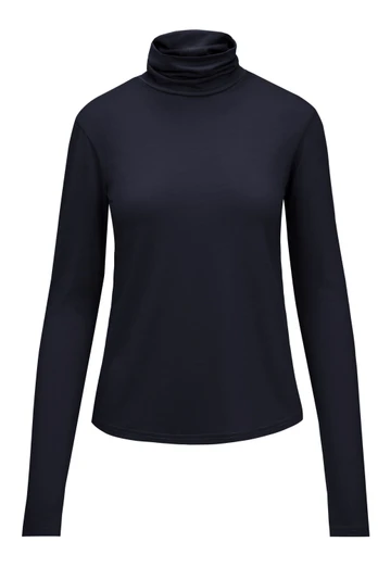 Womens Merino Polo Neck - Midnight Blue