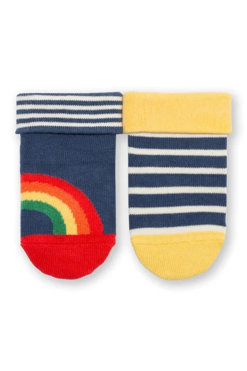 Baby 90% Organic Cotton Socks - Rainbow Navy