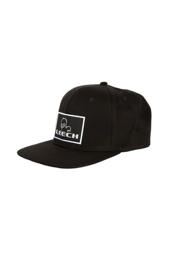 100% Cotton Snap-Back Black Flat Cap - Black