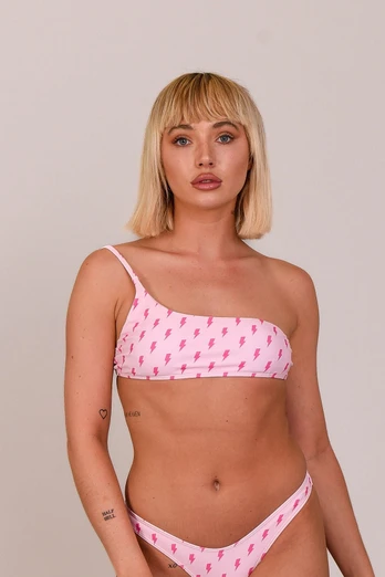 Strike of Luck Cold Shoulder Bikini Top - Pink