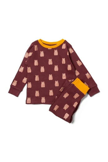 Bears Baby Kids 100% Organic Cotton Pyjamas - Brown