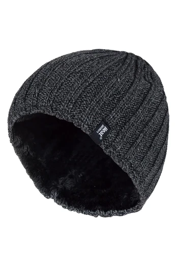 Mens 3.4 Tog Ribbed Thermal Knitted Hat - Grey