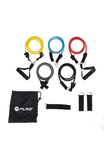 Resistance Bands Exercise Tube Set - Black/Red/Yellow/Blue/Grey