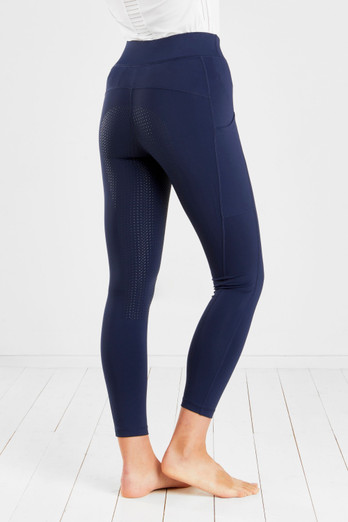 Everyday Womens Riding Tights Full Silicone Seat - Navy Blue