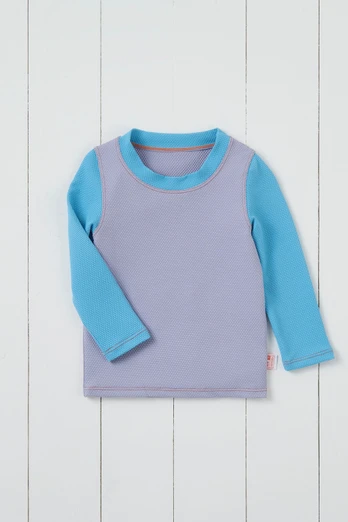 Kids Long Sleeve Honeycomb Waffle Rash Vest - Lavender