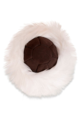 Cossack Womens Sheepskin Hat - White / Dark Chocolate