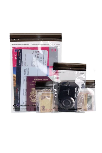 Loc Top Waterproof Valuables Storage Bags 3 Pack - Clear