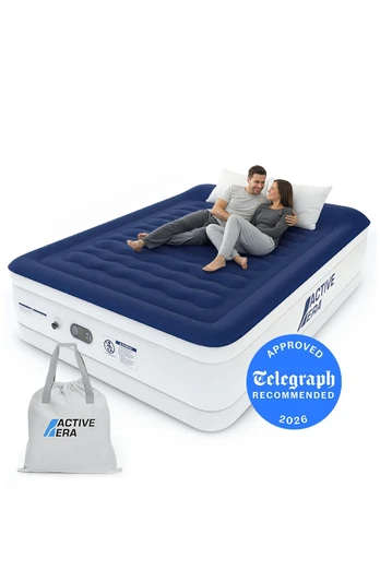 King Size Comfort Plus Air Bed - White & Blue
