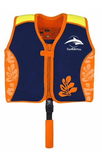 The Original Konfidence Jacket Kids Swim Vest - Maui Orange/Navy