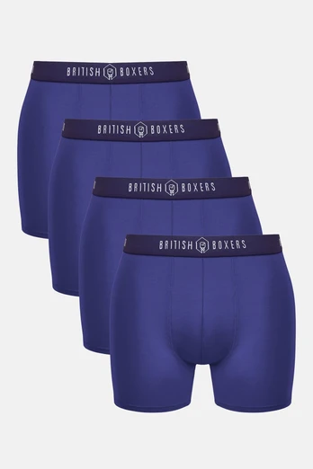 Mens Four-Pack Bamboo Stretch Trunks - Navy